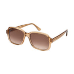 Lunettes de soleil larges transparentes, de couleur champagne, vues de profil